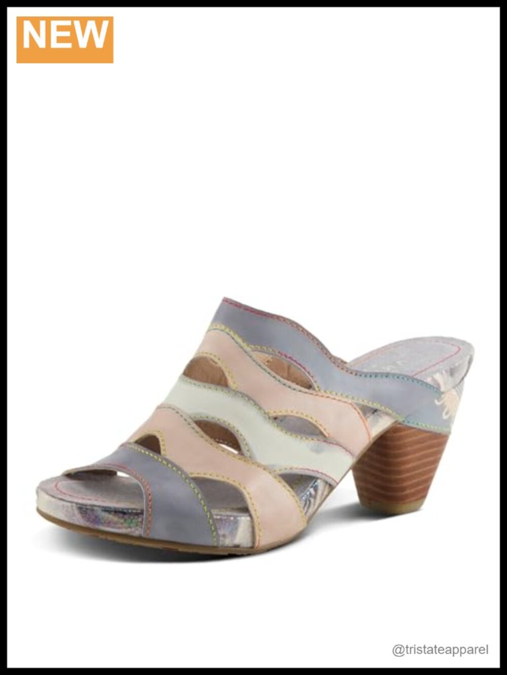 Hand-Painted Leather Slide Sandal Cushioned Footbed Artisanal Casual